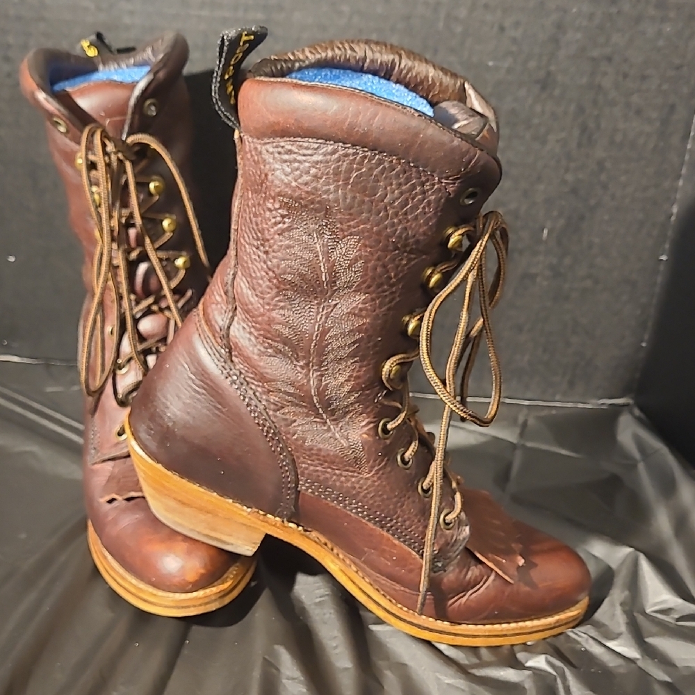 VINTAGE Dan Post Dark Brown Lace Up Boots Size 6